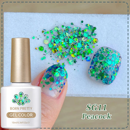BORN PRETTY 10ml Sliver Carat Mirage Reflective Glitter Gel Nail Polish Sparkling Ultra Shine Soak Off UV Nail Art Gel Varnish