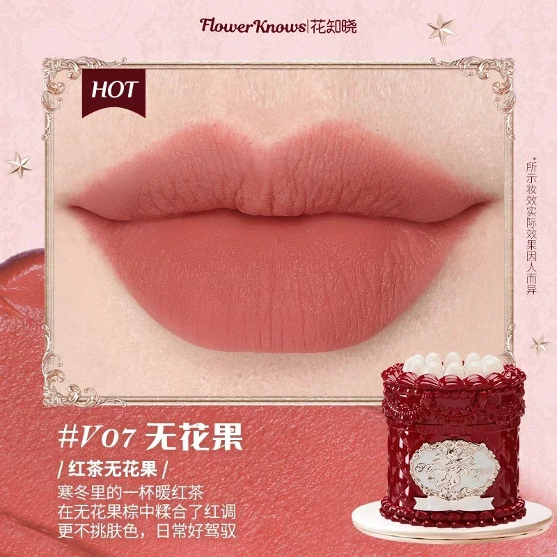 Flowerknows Strawberry Cupid Lipstick Cake Matte Velvet Lipgloss Lip Mud Makeup Korean Flower Know Lip Cream For Girls&Women