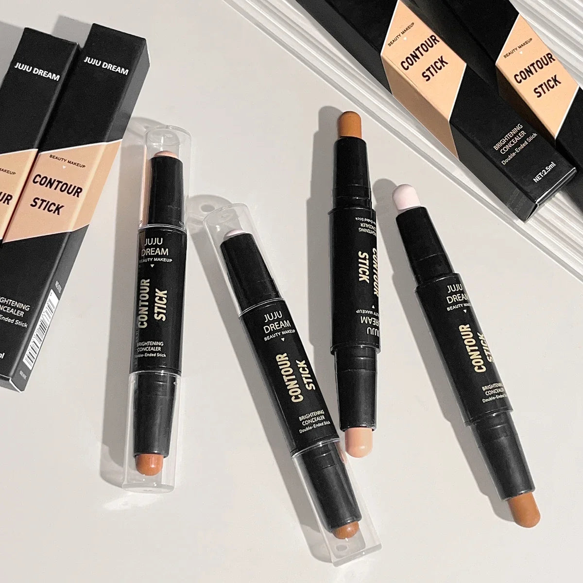Dual-ended contour stick, facial foundation, concealer, long-lasting dark circles, correcting contour concealer, makeup