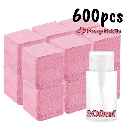 20/600pcs Lint-Free Nail Wipes Gel Cleansing Tissues Aluminum-Free Nail Polish Remover Pads for NaiArt Beauty Cleaning Care Tool