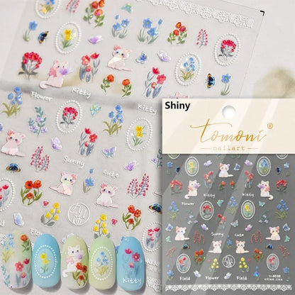 Cute Cat Eye Fishbone Animals Leopard Cat Ginger Cat Kitten Exclamation Point Paw Self Adhesive Nail Art Sticker Manicure Decals