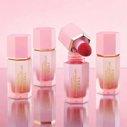 3-Color Matte Liquid Powder Blusher Easy to Apply Durable Waterproof Powder Blusher Sponge Brush Head