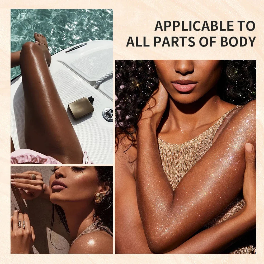 Liquid Shimmer Body Highlighter Oil Makeup,Glitter Spray Oil Lotion,Full Body & Face Glow-Up Liquid Lotion for All Skin Type