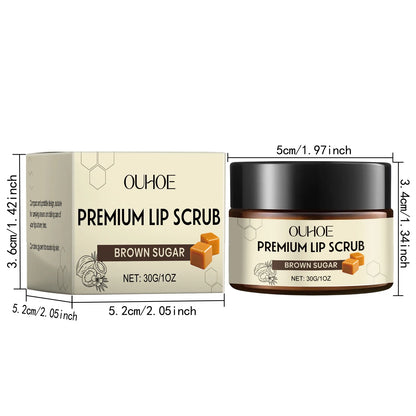 Brown Sugar Lip Scrub Gentle Exfoliating Dead Skin Removal Fade Lip Lines Moisturizing Nourishing Dry Chapped Lip Care 30g