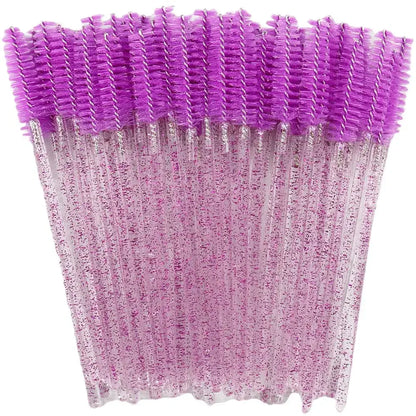 50Pcs Makeup Eyelash Brushes Disposable Crystal Eyebrow brush Diamond Handle Mascara Wand Applicator Lashes Extension Tools