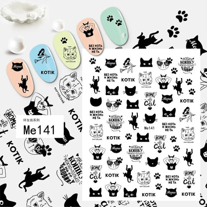 Nail Art Stickers Woman Girl Sexy Sticker Body Press on Nail Slider Black White Decal Decoration Nail Design Accessories Wraps
