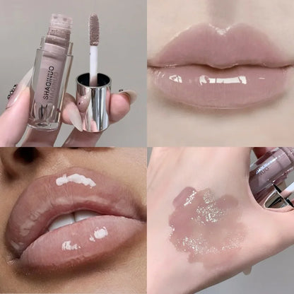 Black Rabbit Gothic Silver Metallic Lip Gloss Black Mirror Light Translucent Lip Lacquer Non-Sticky Water Gloss Lips Tint Makeup
