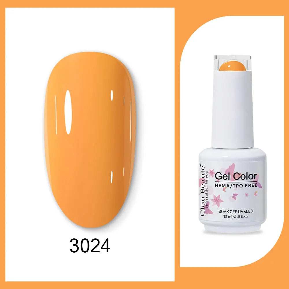 Clou Beaute 15ml Red Black White Green Neon Gel Nail Polish Base Top Coat Velvet Top 400 Colors Semi Permanent Gel Nail Varnish