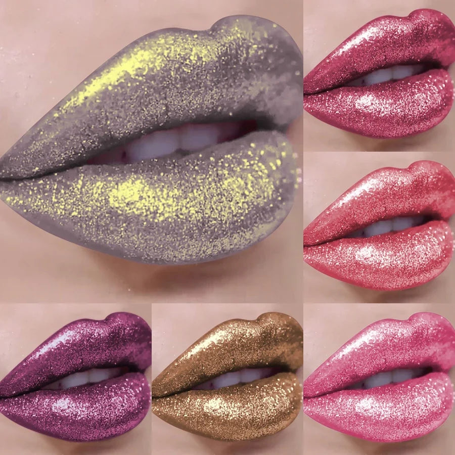 18 Colors Diamonds Glitter Lip Gloss Long Lasting Waterproof Liquid Lipstick Pearl Shining Lip Color Sparking Lip Makeup Women