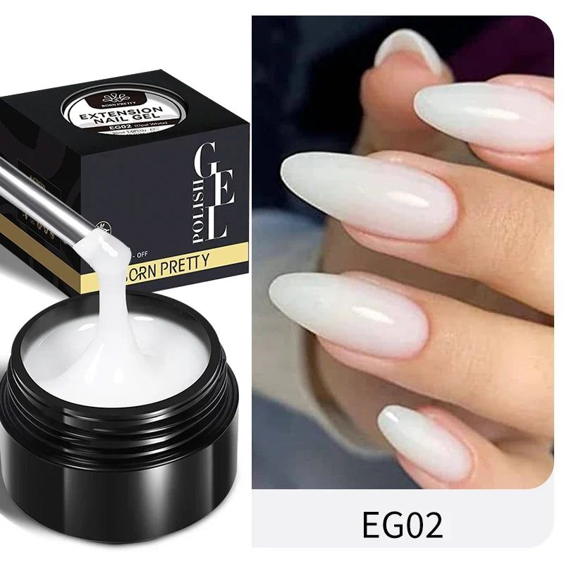 BORN PRETTY 30ml Milky White Hard Gel Jelly Nail Extension Gel Nail Polish Clear Acrylic Nail Color Soak Off UV Construction Gel