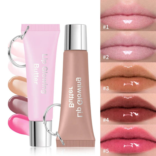 Lip Gloss Lip Oil Plumper Long Lasting Keychain Glowing Butter Moisturizing Pink Nourishing Makeup Care Hydrating Lipstick