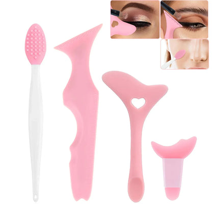 Wholesale 4PCS Eyeliner Stencils Set Reusable Silicone Eyeliner Tool Lash Guard Eye Lips Makeup Tool for Women  eyeliner stencil