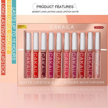 10pcs Nude Lip Gloss Set Matte Velvet Long Lasting Waterproof Korean Lip Tint Moist Liquid Lipstick Women Cosmetic
