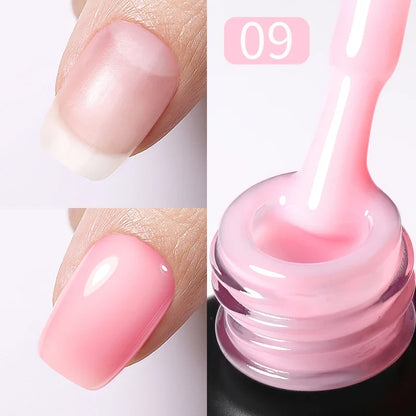 BORN PRETTY 15ml Jelly Nude Rubber Base Gel Natural Milky White Clear Semi permanent Self-Leveling Soak Off UV LED Gel Varnish