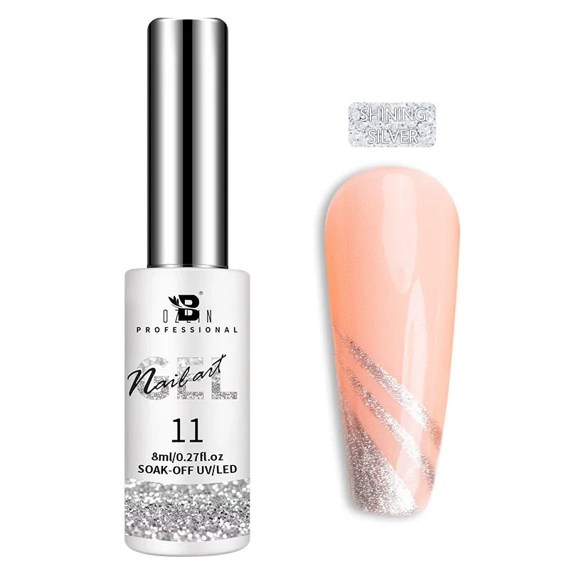 5ML Gold Silver Metallic Liner Paint Gel Polish Chrome Mirror Metal Effect Super Bright French UV LED Semi Permanent Nail Gel