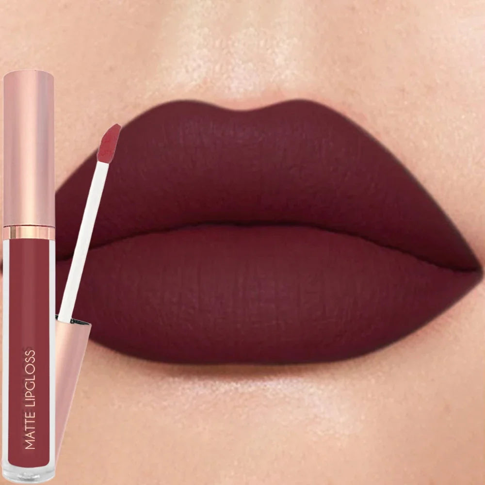 12Colors Creamy Matte Lip Gloss Long-lasting Velvet Non-drying Moisturizing Nude Berry Rose Lipstick Plump Lip Makeup Cosmetics