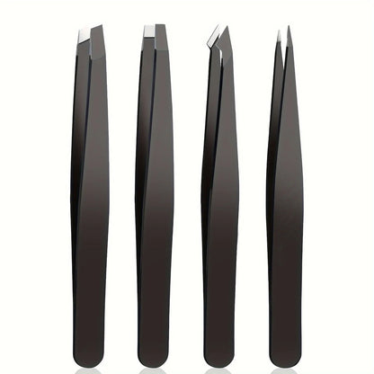 4 Pcs Set High-Quality Stainless Steel Eyebrow Tweezers  Suitable for Eyebrows Eyelashes Remove Beard Christmas Gift
