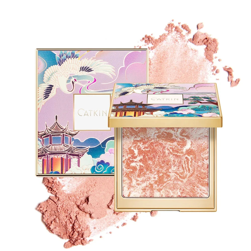CATKIN Eternal Love 10g Rosy Cranes Blush Baked Powder Silky Smooth Touch Distinct Silhouette Natural Redness Chinese Style
