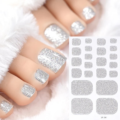 1pcs 22tips Gradient Glitter Full Toe Nail Wraps 3D Shiny Omber Pink/Purple/blue Toe Nail Polish Stickers Baking Free Toe Strips