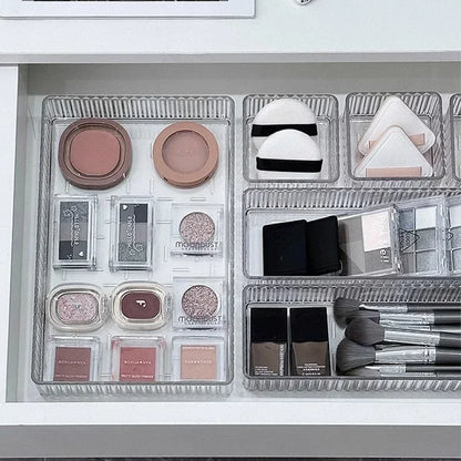 Unlimited Desk Drawer Organizers Set Plastic Bathroom Storage Makeup Organizer Clear Transparent Storage Box Bins Kitchen Gadget