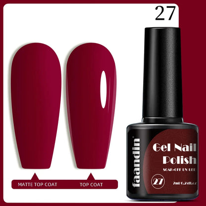 Faandin 7ml 1 Bottle, Solid Color Gel Nail Polish, Selected Red Nail Polish Gel, Uv Lamp Quick-Drying, Alcohol-Free, Full Color, Not Easy to Fade, High Saturation Color, Easy to Use, Can Be Used at Home, Essential Item for Fa