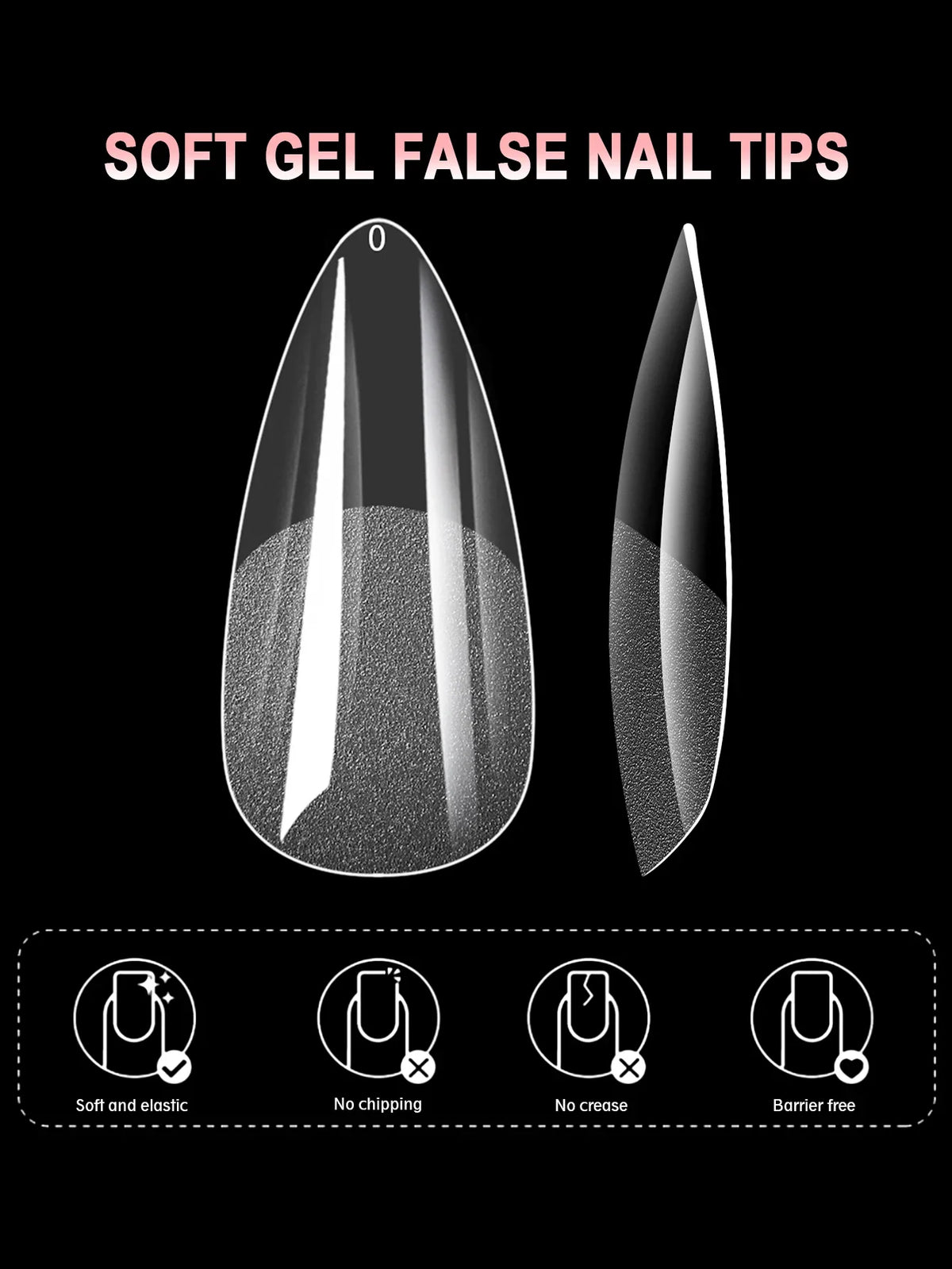 100/600Pcs Short Almond Nail Tips Soft Gel Nail Tips Full Cover False Nail Tips For Acrylic Nails  Salon Home Press On Nails