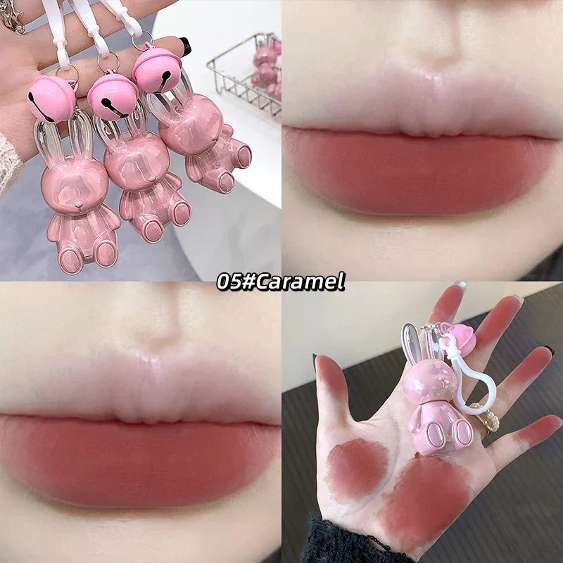 Gege Bear Pink Rabbit Velvet Matte Lip Cream Black Rabbit Water light lip glaze matte mirror pendant lipstick lip gloss