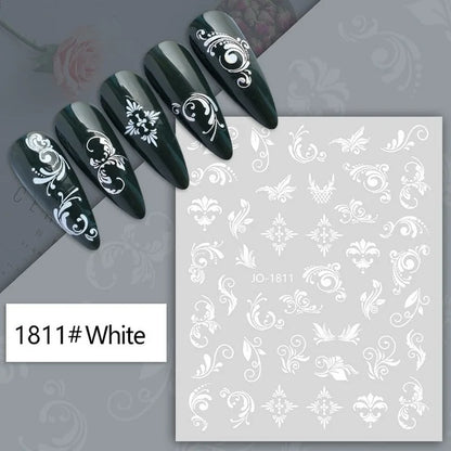 Nail Art Stickers Woman Girl Sexy Sticker Body Press on Nail Slider Black White Decal Decoration Nail Design Accessories Wraps
