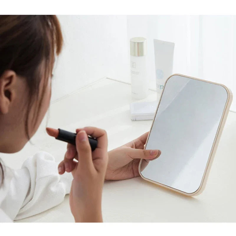 Portable Folding Cosmetic Mirror - Simple Square Desktop Makeup Mirror for Bedroom Decor