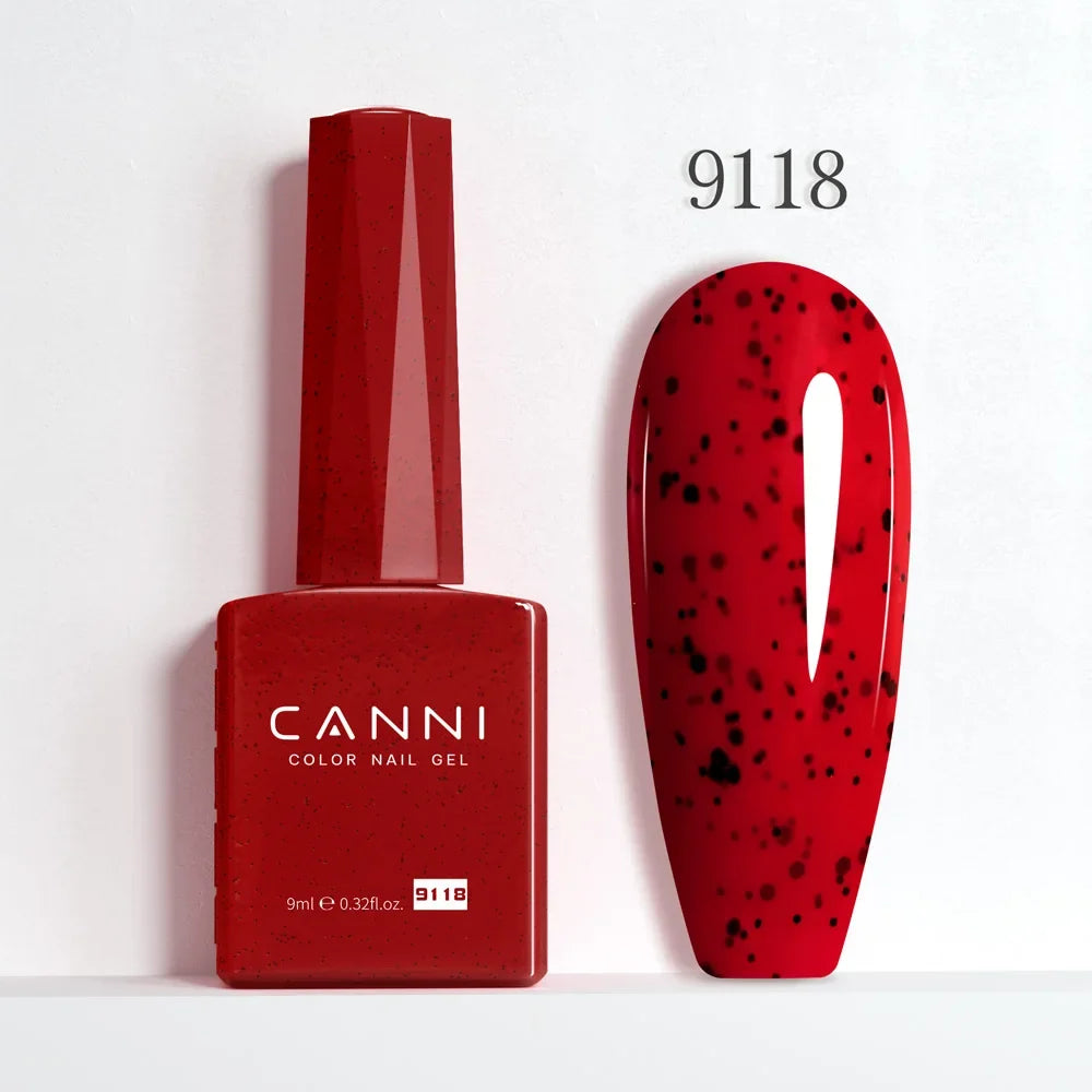 CANNI Hema Free Nail Gel Polish Fall Color Collection Semi Permanent Diamong Long Wear Top Coat Red Gorgeous JellyNude Color 9ml