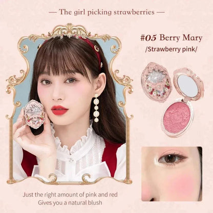 Flower Knows Strawberry Rococo Series Embossed Blush 5g Blush Powder Berry Mary Blusher Palette Makeup Profesional