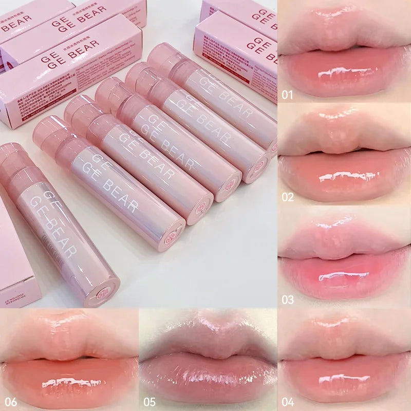 Gege Bear Water Gel Lip Gloss — Hydrating, Crystal-Clear Shine with Long-Lasting Color and Natural Finish
