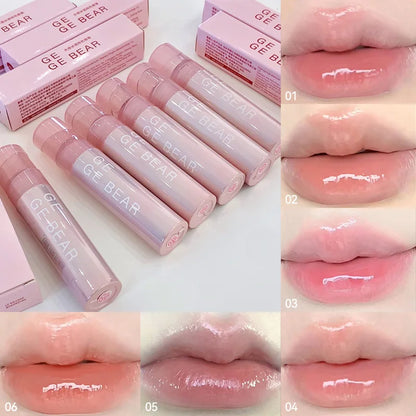 Gege Bear Water Gel Lip Gloss — Hydrating, Crystal-Clear Shine with Long-Lasting Color and Natural Finish