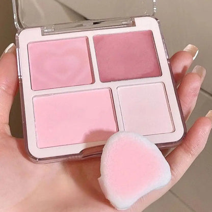 4-Color Blush Highlighter Palette Matte Shrinking And Brightening Shades Smooth Texture Blush+Contour+Highlighter Korean Makeup