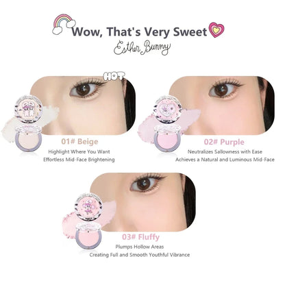 FLORTTE Esther Bunny Single-Colour Highlighter Powder Matte Brighten Contour Palette Face Makeup Cosmetics