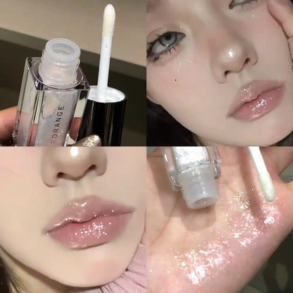 Herorange Starlight Radiant Lip Gloss Pearlescent Fine Shimmer Long-Lasting Moisturizing Non-Fading Non-Sticky Clear Watery Lip Glaze