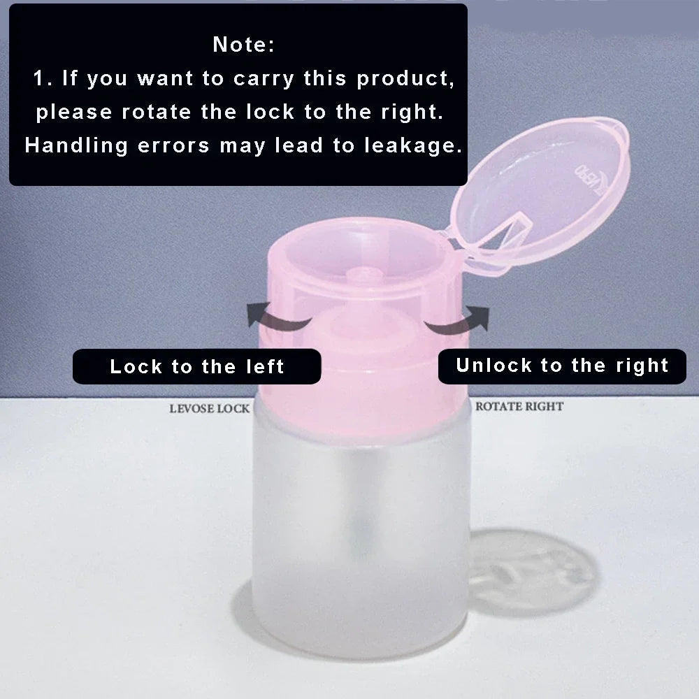 100/200ml Empty Press Pump Dispenser Plastic Lockable Leak-proof Nails Polish Remover Pressed Bottle Makeup Tools Liquid Storage