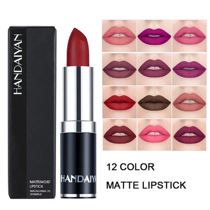 HANDAIYAN 12-color matte velvet lipstick long-lasting waterproof non-stick cup does not fall color lipstick lipstick