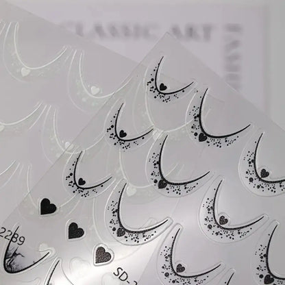 12 Sheets Gradient French Tip Nail Stickers Heart Design Nail Decals Self-Adhesive Manicure Stickers 12 Colors for DIY Nail Art