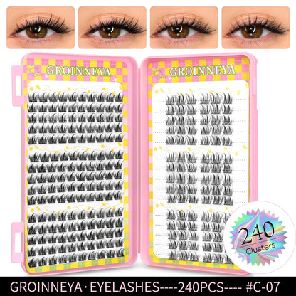 GROINNEYA Eyelashes Clusters 320 pcs Natural Eyelash extension Cluster Lashes Volume Mixed Tray Lashes Cluster Natural Lashes