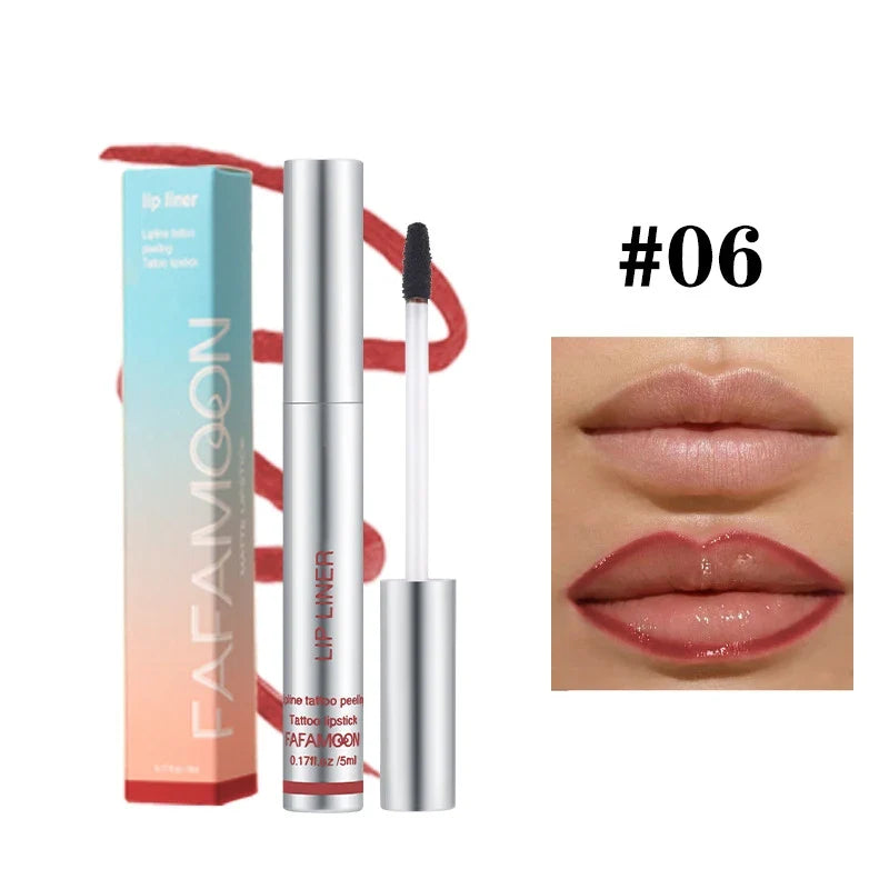 6 Color Waterproof Lip Liner Peel Off Tattoo Lip Gloss Lasting Matte Lip Tint Black Brown Contour Tear-off Makeup Stain Cosmetic