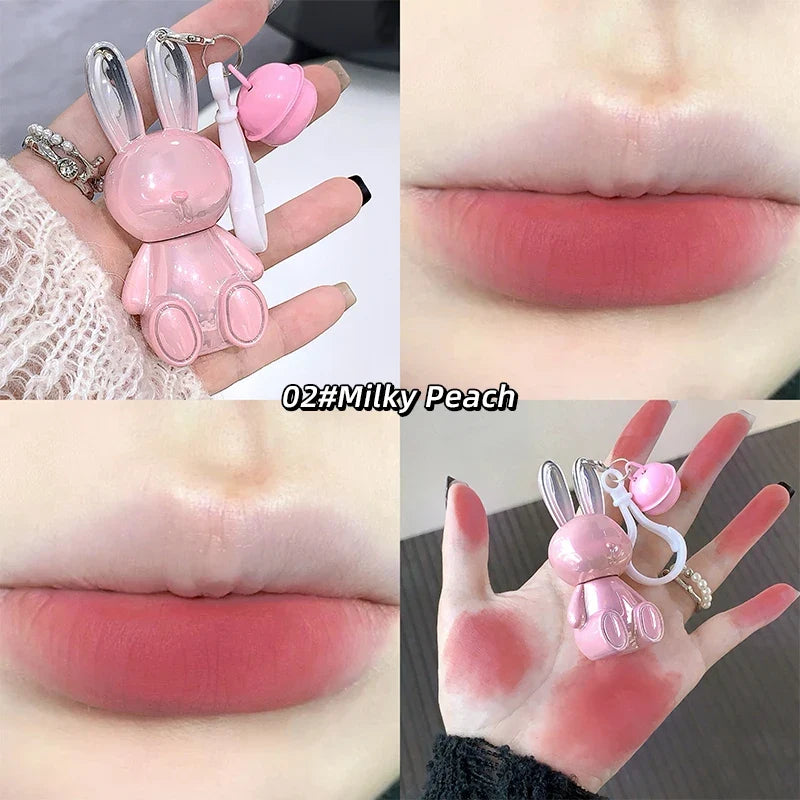 Gege Bear Pink Rabbit Velvet Matte Lip Cream Black Rabbit Water light lip glaze matte mirror pendant lipstick lip gloss