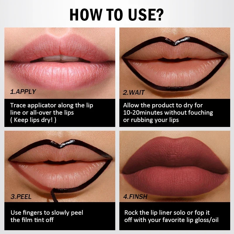 O'CHEAL Peel Off Lip Lip Liner Long-Lasting Lip Gloss High Color Rendering Tear-off 6 Color Waterproof  Matte Lip liner Makeup