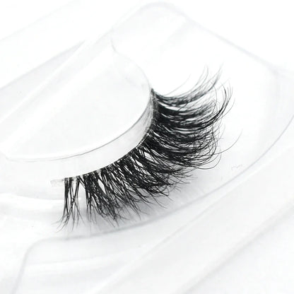 3D Mink Fluffy Half False Eyelashes Natural Soft Lightweight Clear Band Half Eye Strip Lashes Reusable Short Eyelashes Extension