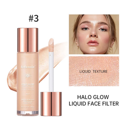 Halo Glow Liquid Filter Liquid Highlighter Face Contouring Pearlescent Makeup Brightener Bronzer Glow Body Face Contour Shimmer