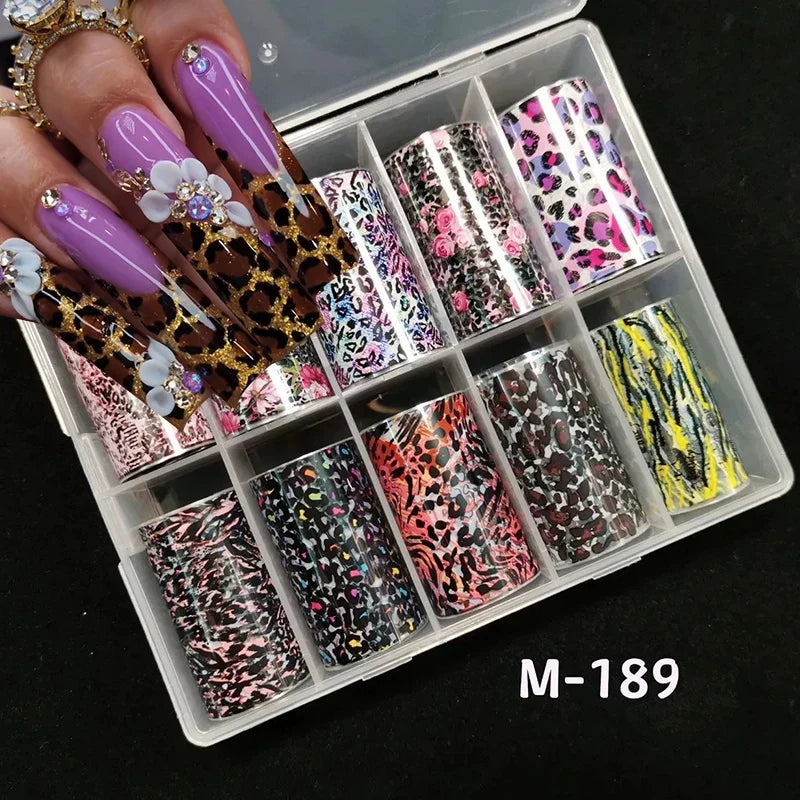 Neon Jelly Animal Nail Foils for Transfer Paper Stickers Sliders Adhesive Wraps DIY Water Leopard Print Nail Art Decorations