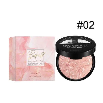 Full Coverage Pressed Powder Foundation Oil Control Brightening Waterproof Lasting Flawless Finishing Powder Face Makeup Setting