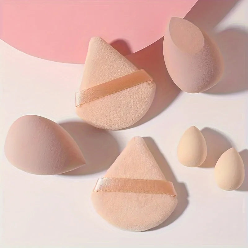 6PCS Pro Makeup Sponge Set-3-Size Dual Use Blenders & Triangle Puffs | Vegan Hypoallergenic for Liquid/Powder, Travel Essentials