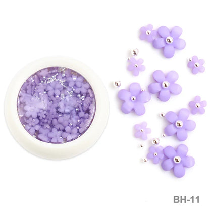 White Acrylic Flower Nail Art Decorations Mixed Size Rhinestones Red Blue Gem Manicure Tools Accessories DIY Nails Design 5g