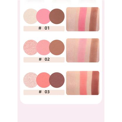 3 in 1 Multifunctional Matte Highlighter Contour Blush Palette Pearly Shiny Face Powder Cosmetics for Professional Makeup